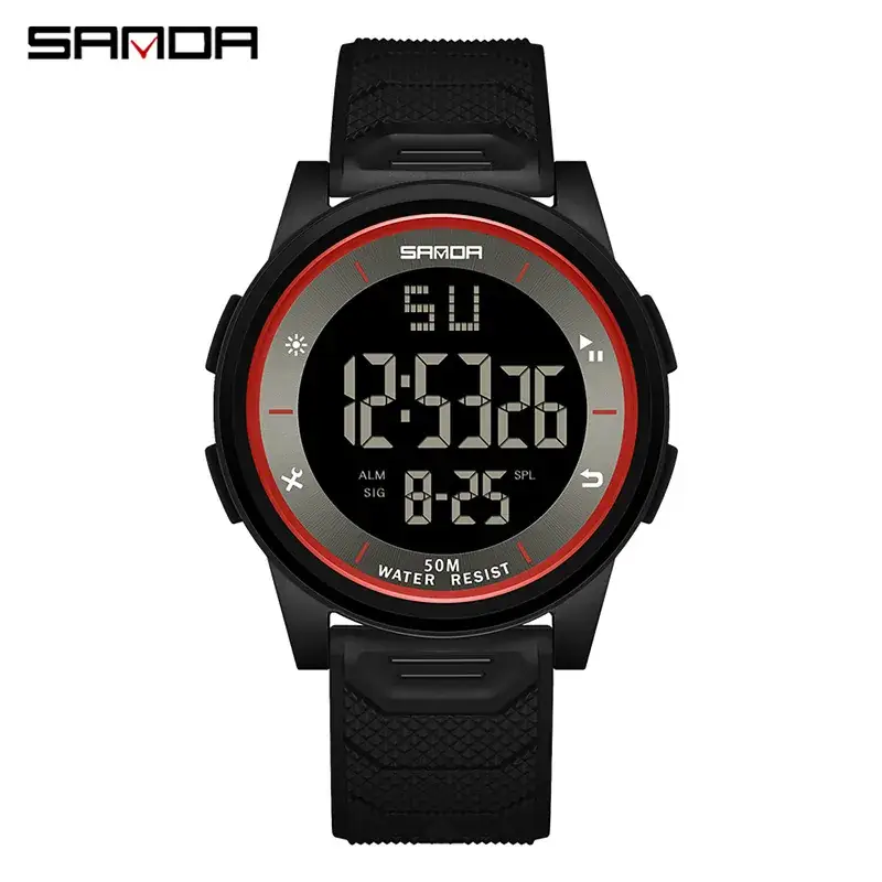 Sanda Ultra-Thin Digital Watch for Men Women Waterproof Multi-Function