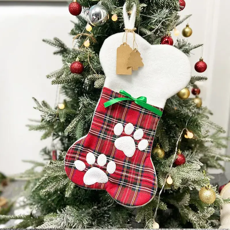 2023 Christmas Bone Socks Plaid Red White - Image 5