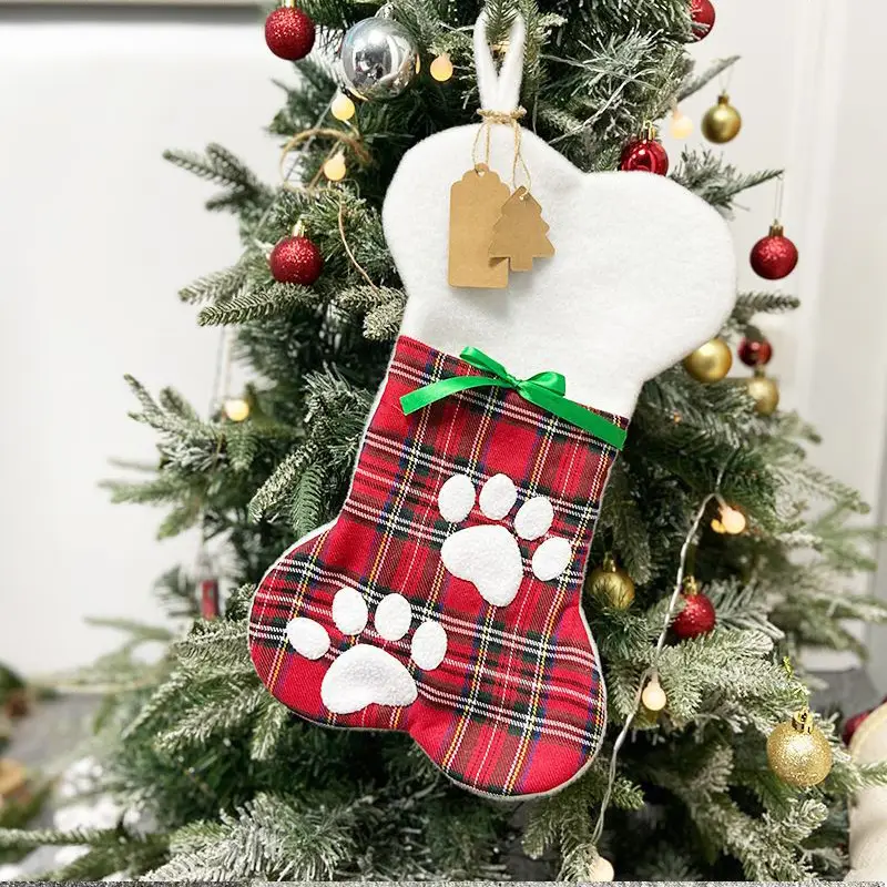 2023 Christmas Bone Socks Plaid Red White — feature 4