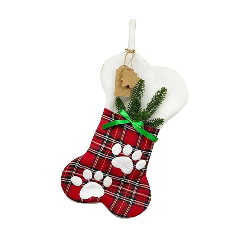 2023 Christmas Bone Socks Plaid Red White — feature 6