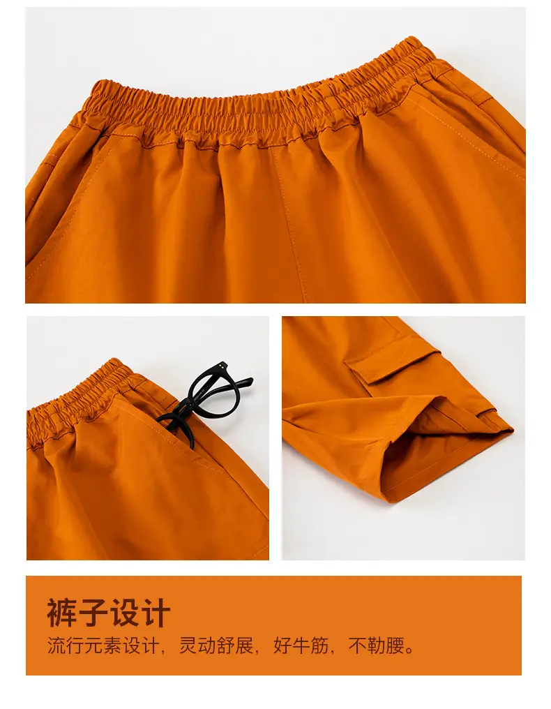 Boys Hip Hop T-Shirt Shorts Set Orange Black — feature 20