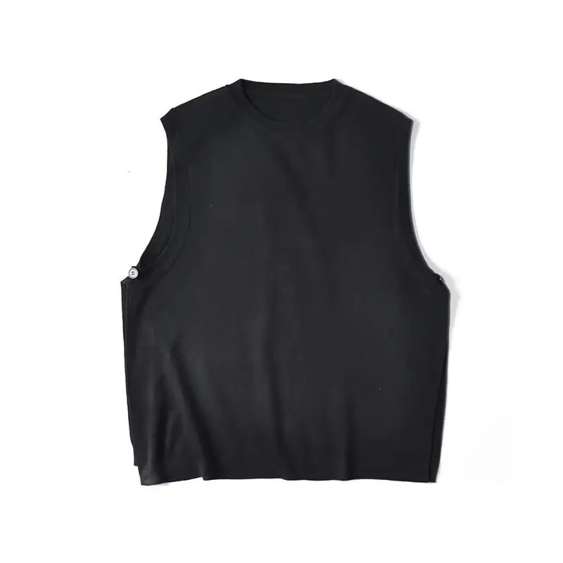 Men's Knitted Sleeveless Vest Navy White Long Sleeve Top — feature 19