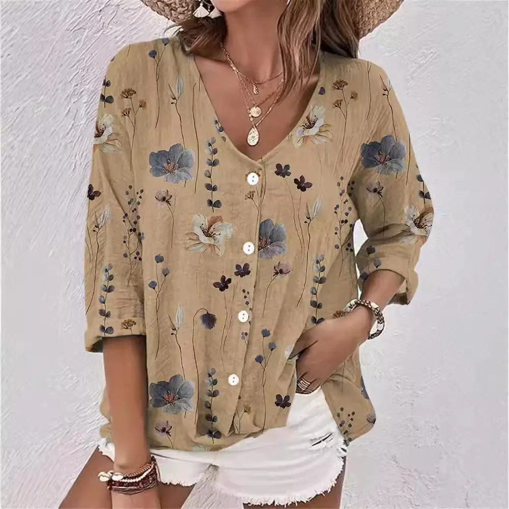 Women V-Neck Button Chiffon Leopard Print Cardigan - Image 9