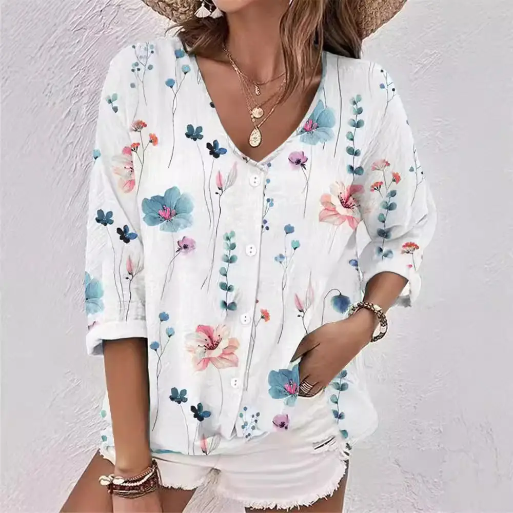 Women V-Neck Button Chiffon Leopard Print Cardigan - Image 10