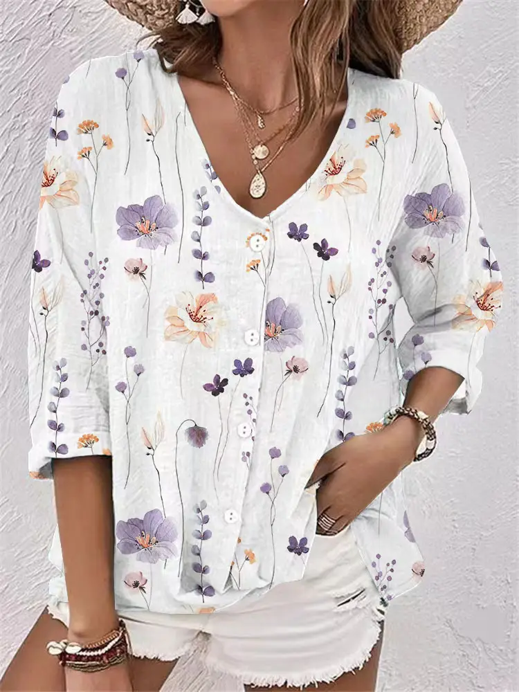 Women V-Neck Button Chiffon Leopard Print Cardigan - Image 4