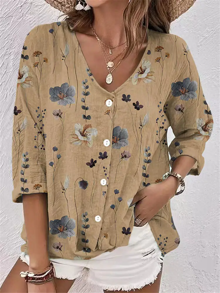 Women V-Neck Button Chiffon Leopard Print Cardigan - Image 5
