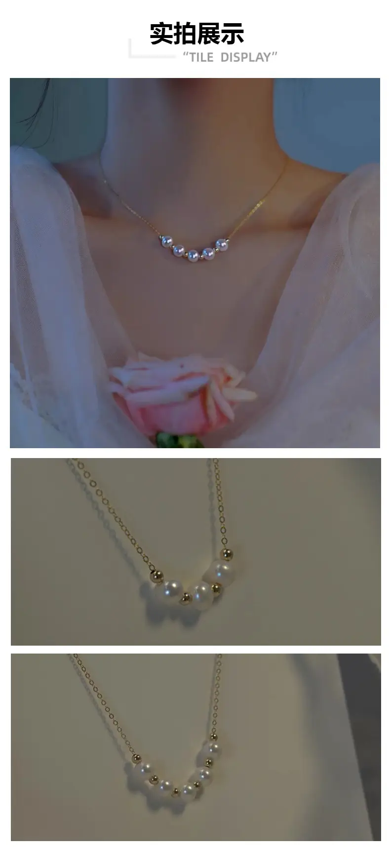 S925 Pearl Necklace with Light Clavicle Chain — feature 4