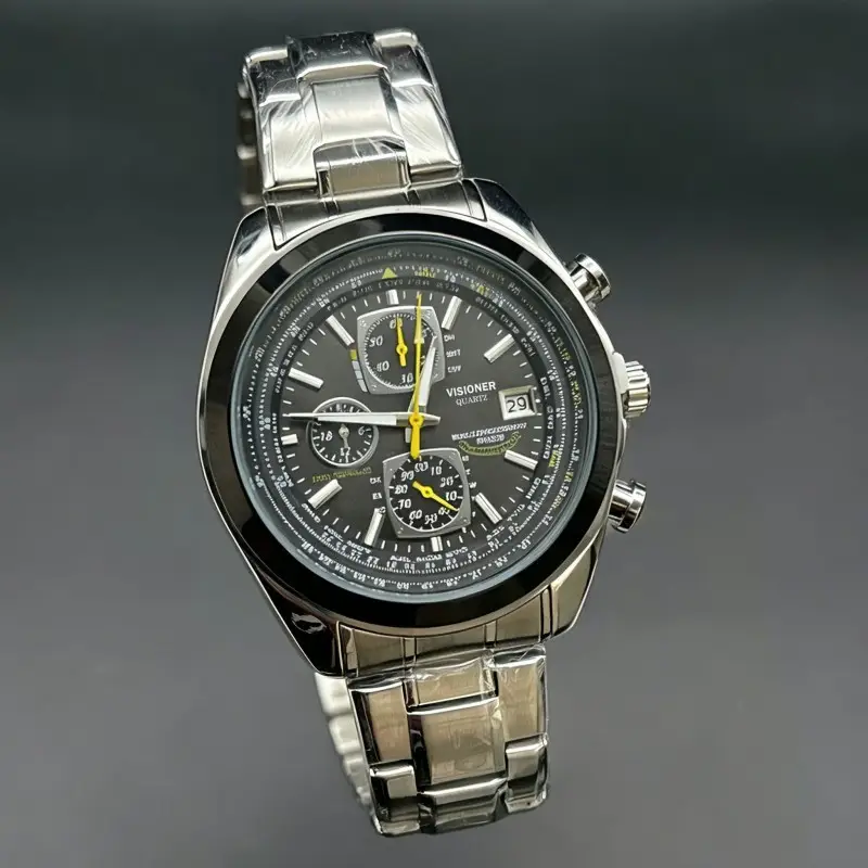 Foreign Trade Cross-Border Popular Brand Men's Watch Wish Aliexpress Watch Blue Angel Steel Band Six-Hand Quartz Watch for Men