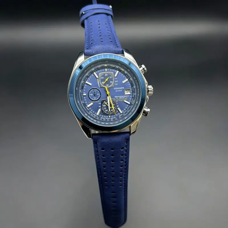 Foreign Trade Cross-Border Popular Brand Men's Watch Wish Aliexpress Watch Blue Angel Steel Band Six-Hand Quartz Watch for Men