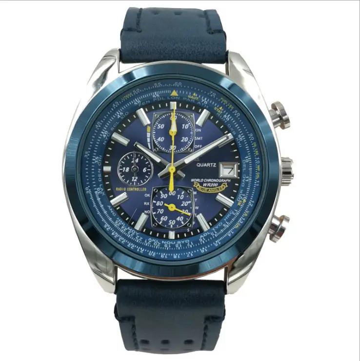 Foreign Trade Cross-Border Popular Brand Men's Watch Wish Aliexpress Watch Blue Angel Steel Band Six-Hand Quartz Watch for Men