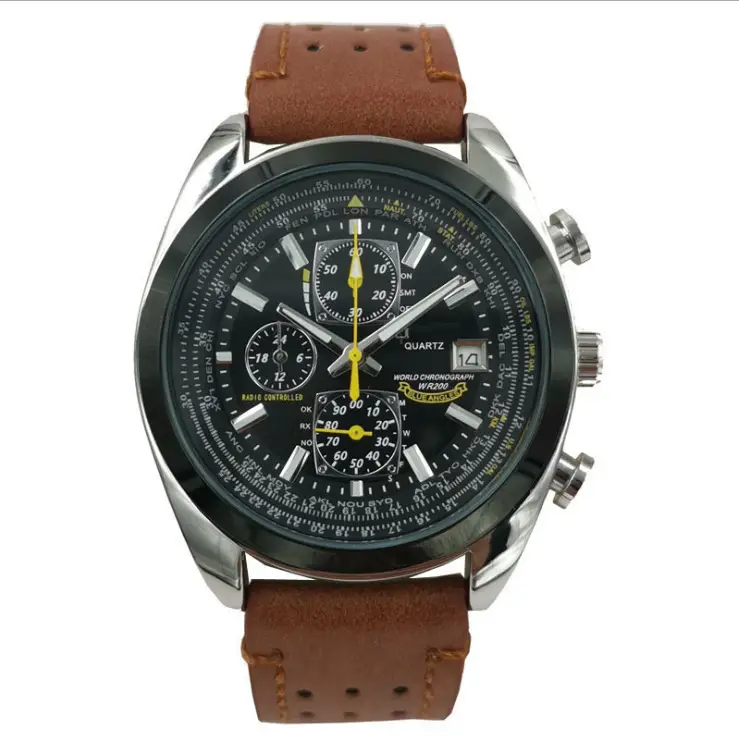 Foreign Trade Cross-Border Popular Brand Men's Watch Wish Aliexpress Watch Blue Angel Steel Band Six-Hand Quartz Watch for Men