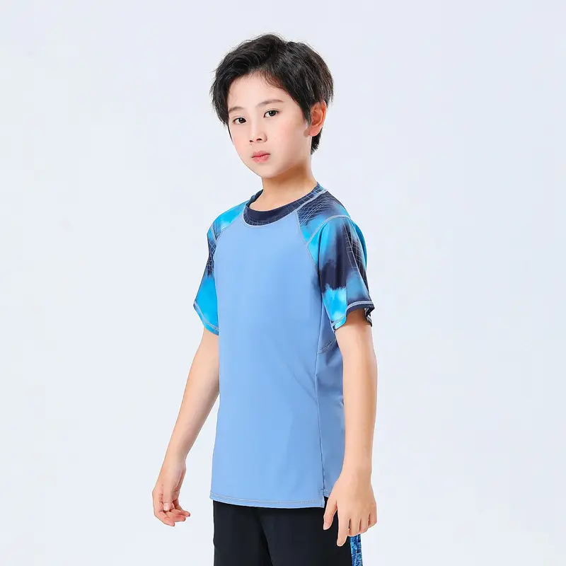 Boys Blue Light Yoga T-Shirt 2024 Summer - Image 4