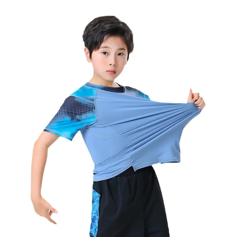 Boys Blue Light Yoga T-Shirt 2024 Summer - Image 7