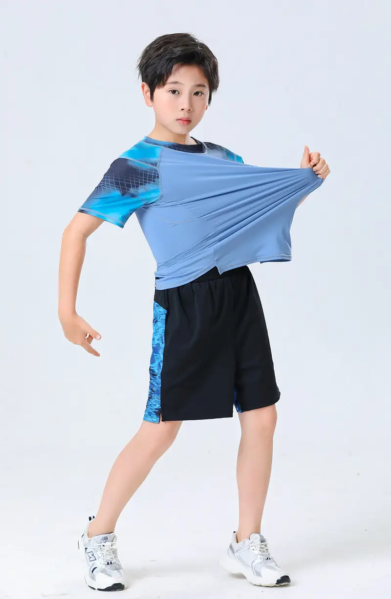 Boys Blue Light Yoga T-Shirt 2024 Summer — feature 12