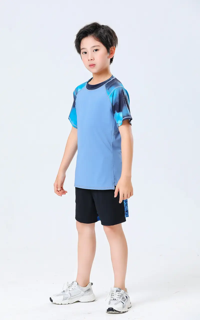 Boys Blue Light Yoga T-Shirt 2024 Summer — feature 13