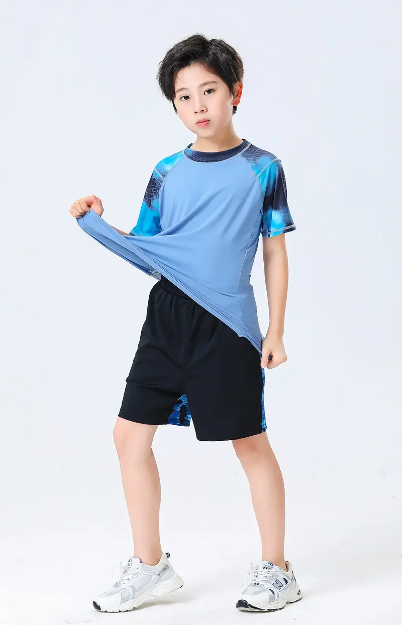 Boys Blue Light Yoga T-Shirt 2024 Summer — feature 15