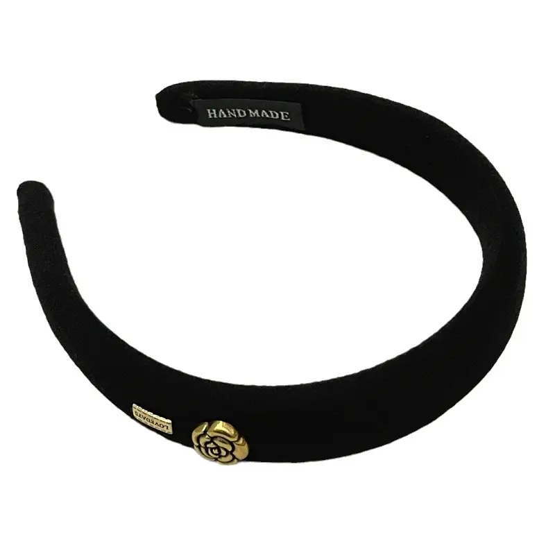 Black Skull Top Camellia Hairpin Headband - Image 9