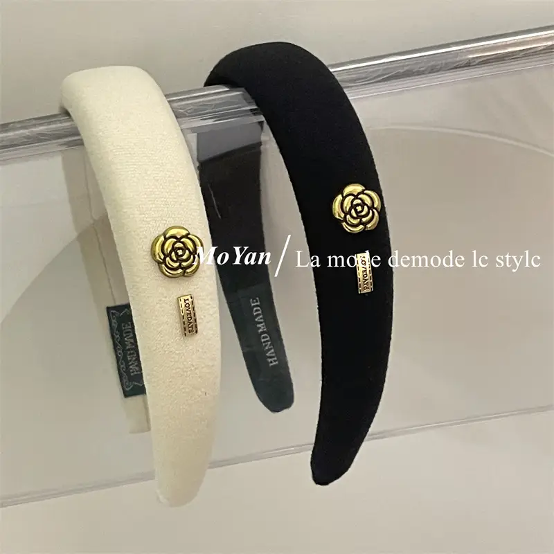 Black Skull Top Camellia Hairpin Headband — feature 13