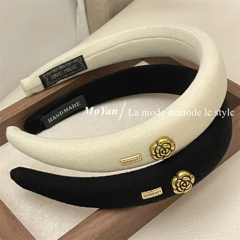 Black Skull Top Camellia Hairpin Headband — feature 23