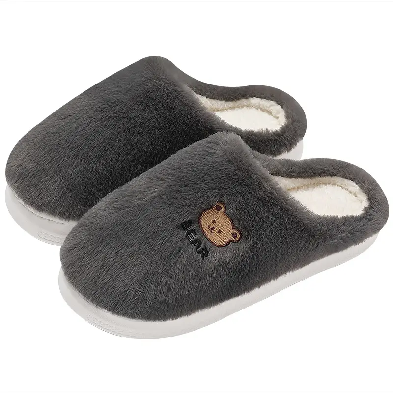 Home Furry Slippers for Women in Winter Cartoon Cute Furry Slippers for Men in Winter Home Plush Warm Cotton Slippers for Men