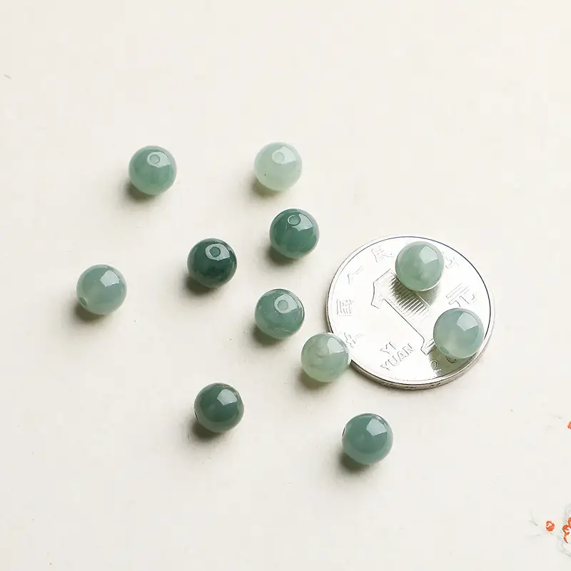 Natural Burma Jade Beads Green Ice Oil High Gloss - Image 3