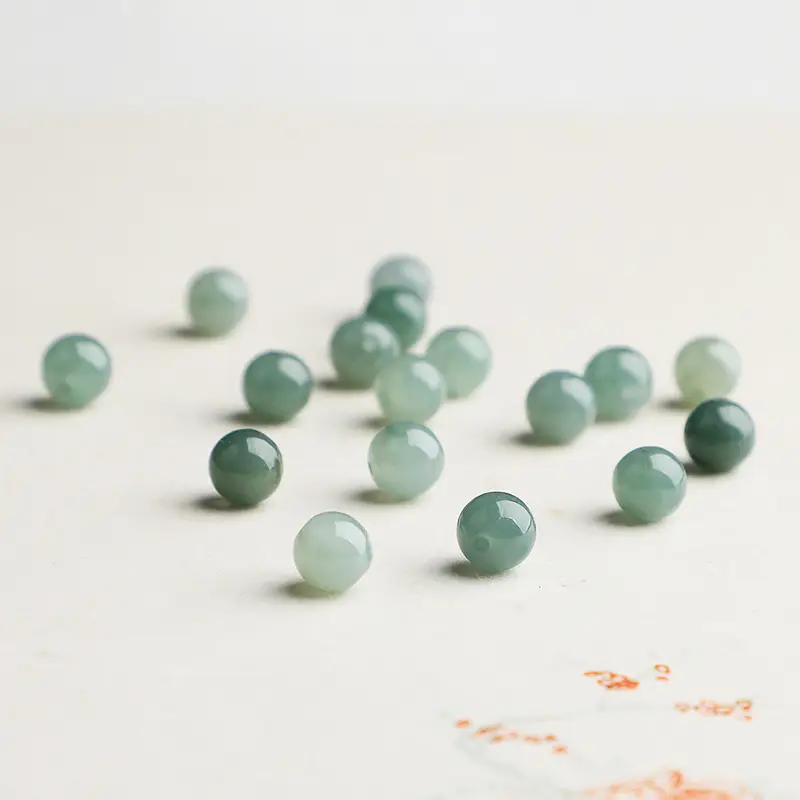 Natural Burma Jade Beads Green Ice Oil High Gloss - Image 5