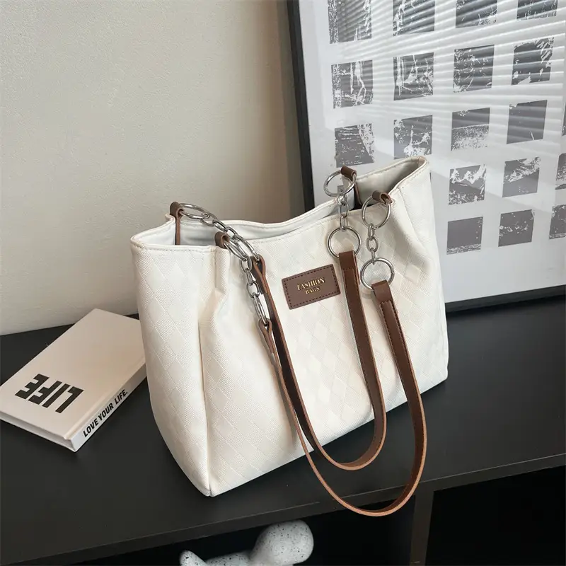 Women Textured Shoulder Bag White New Spring Summer - Image 6