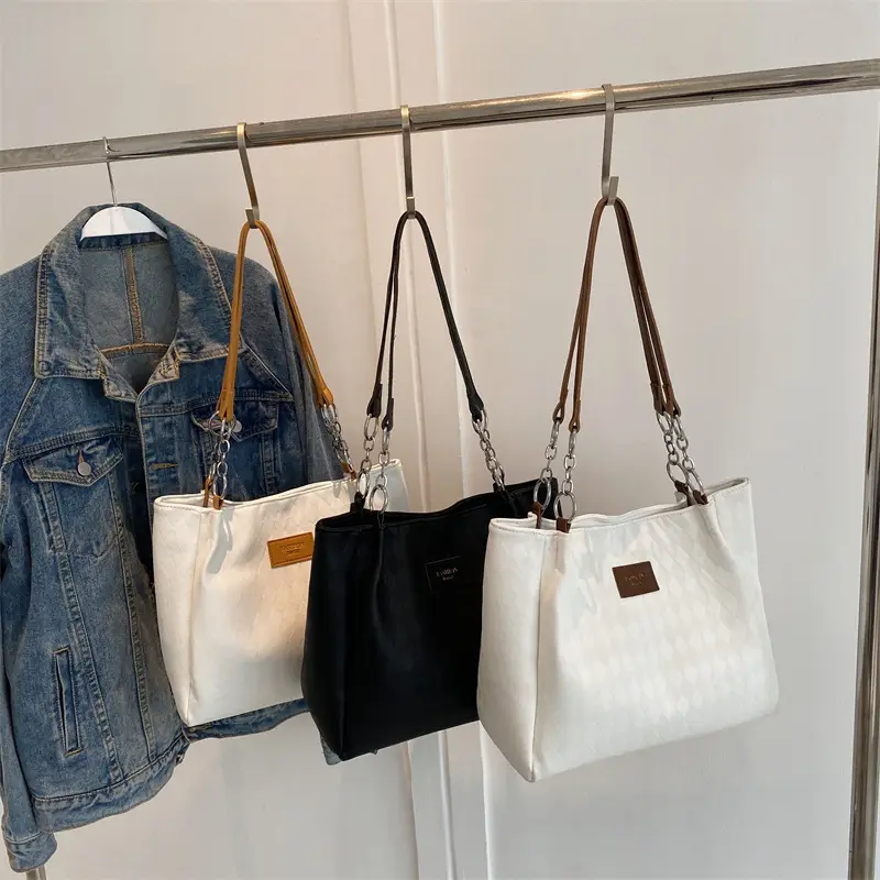 Women Textured Shoulder Bag White New Spring Summer - Image 7