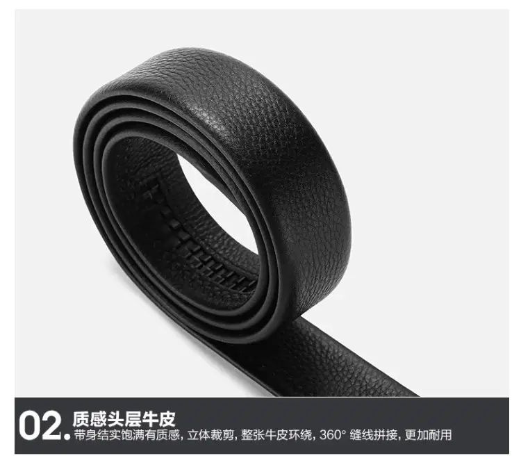 Men's Black Leather Belt with Gold Buckle — feature 14