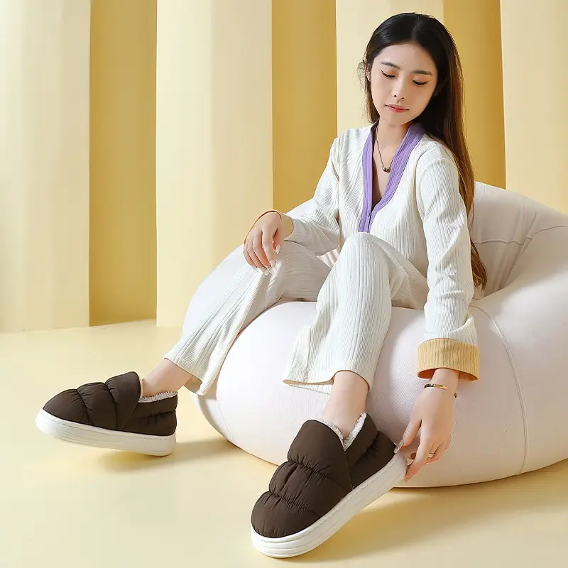 Warm Cotton Slippers with Heel for Women Winter down Cloth Waterproof Men's Winter Indoor Home Home Cotton Shoes Men's Wholesale - Image 10