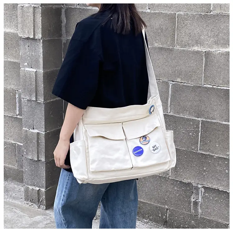 Black Canvas Crossbody Bag for Women Men Large Capacity Travel Bag — feature 52