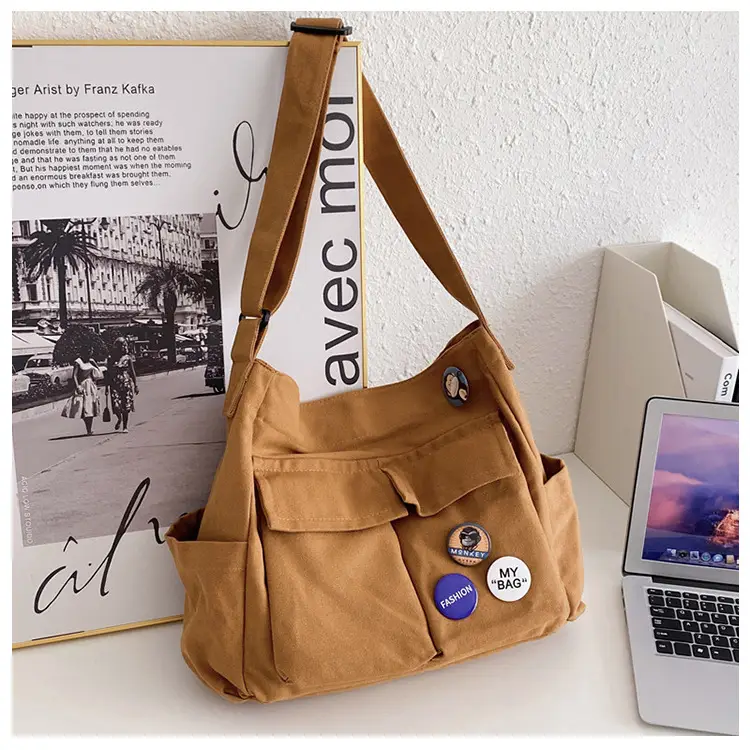 Black Canvas Crossbody Bag for Women Men Large Capacity Travel Bag — feature 70