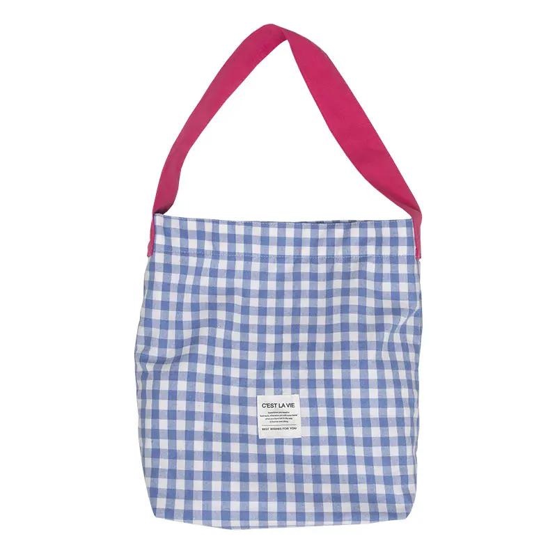 Crossbody Bag Blue Checkered Large Capacity Shoulder Bag - Image 8