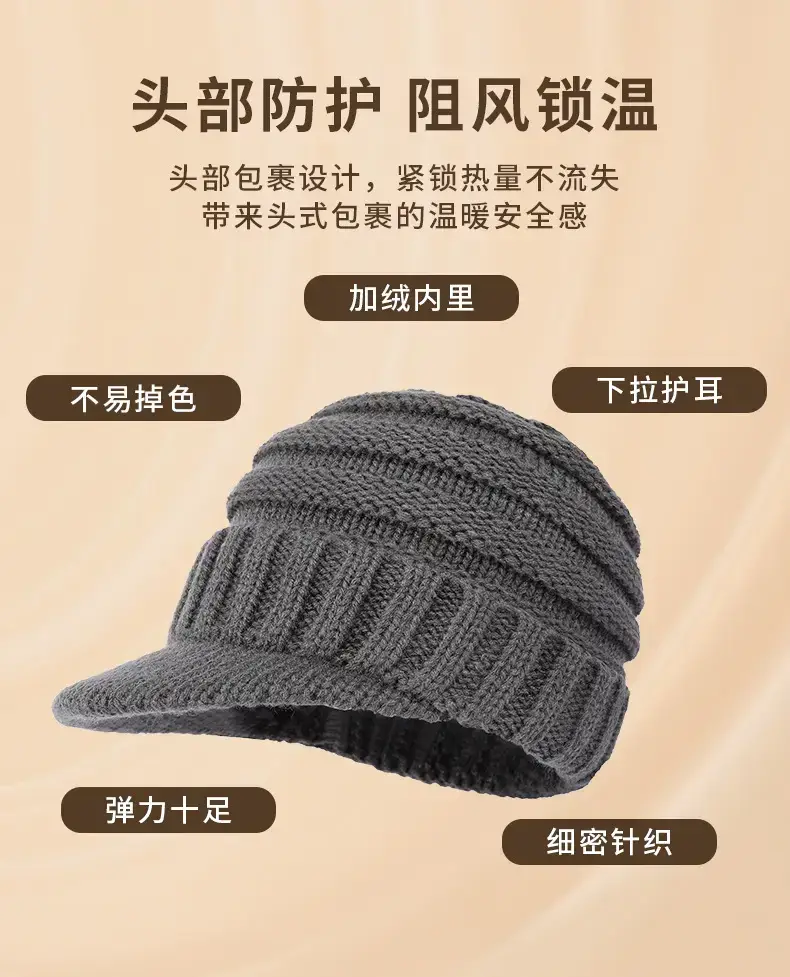 Men's Grey Knitted Beanie with Thermal Cap — feature 6