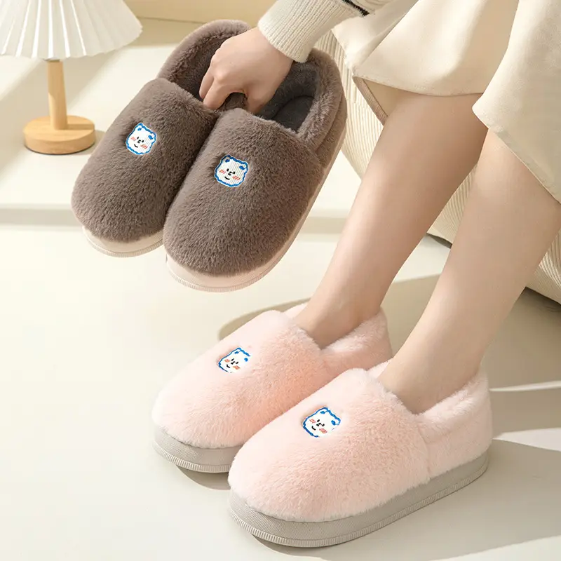Couple's Cotton Slippers with Heel, Men's Indoor Non-Slip Winter Thickened Warm Furry Slippers, Women's Wholesale Home Use - Image 6