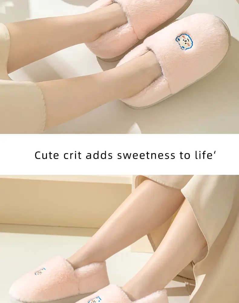 Couple's Cotton Slippers with Heel, Men's Indoor Non-Slip Winter Thickened Warm Furry Slippers, Women's Wholesale Home Use — feature 13