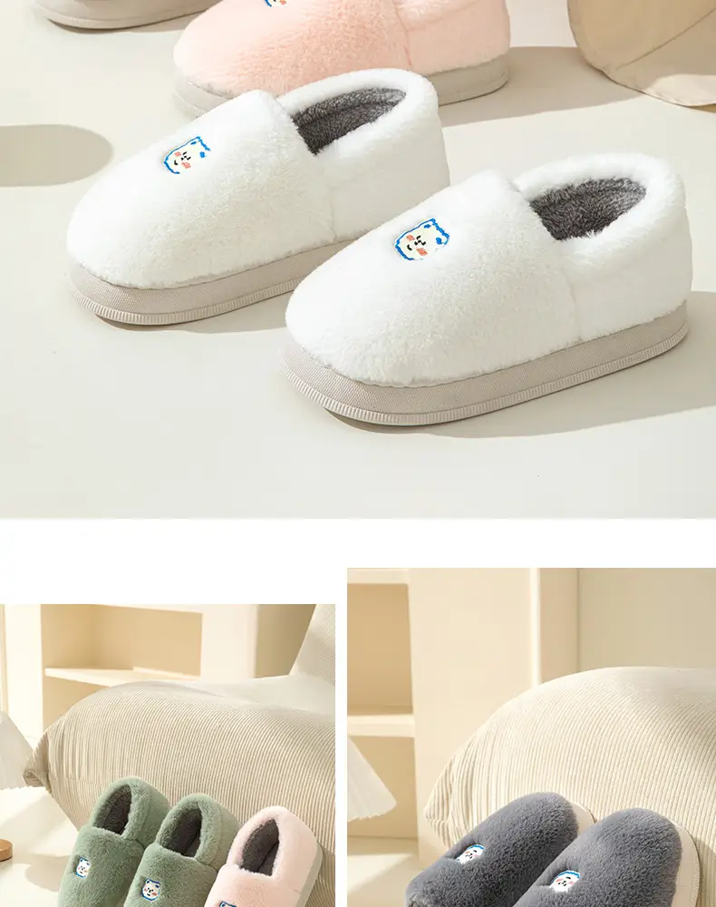 Couple's Cotton Slippers with Heel, Men's Indoor Non-Slip Winter Thickened Warm Furry Slippers, Women's Wholesale Home Use — feature 14
