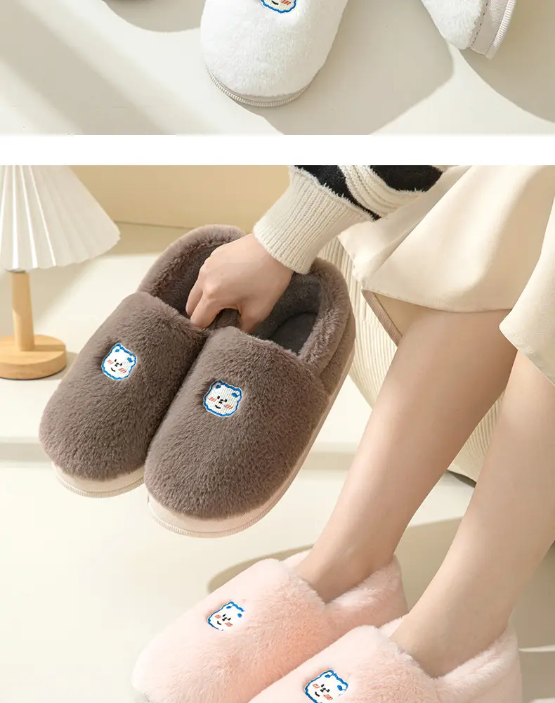 Couple's Cotton Slippers with Heel, Men's Indoor Non-Slip Winter Thickened Warm Furry Slippers, Women's Wholesale Home Use — feature 16