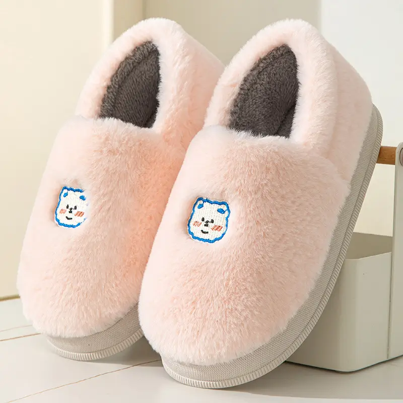 Couple's Cotton Slippers with Heel, Men's Indoor Non-Slip Winter Thickened Warm Furry Slippers, Women's Wholesale Home Use - Image 2