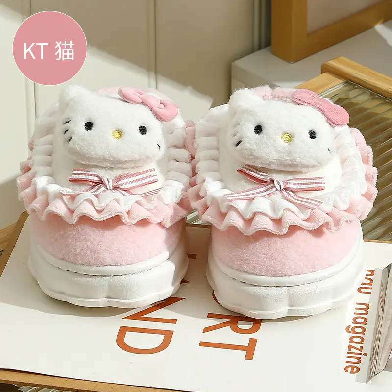 Women's Purple Cartoon Kuromi Fur Slippers Winter Warm - Image 4