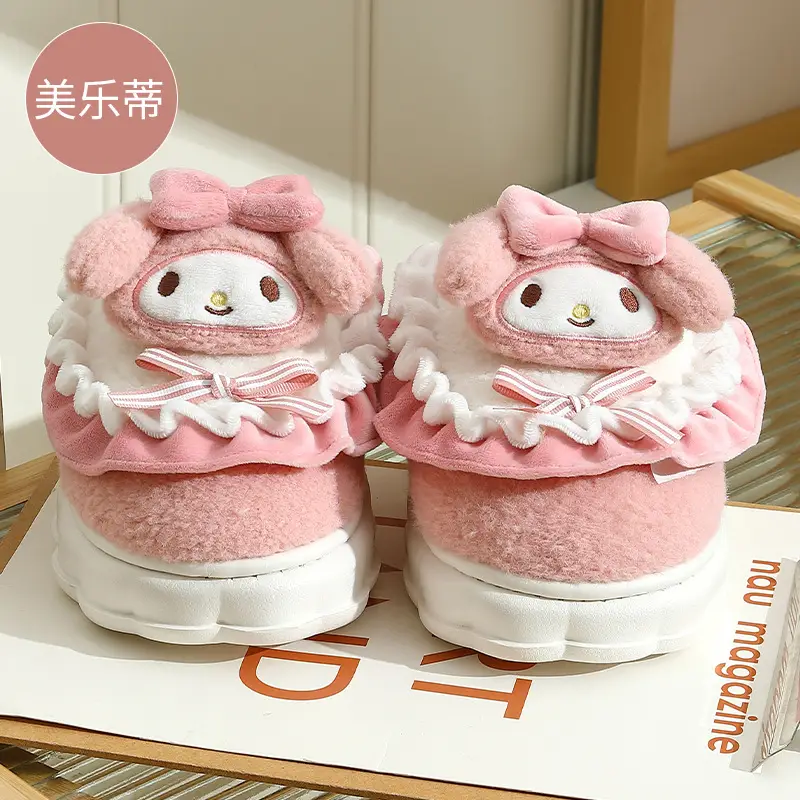 Women's Purple Cartoon Kuromi Fur Slippers Winter Warm - Image 5
