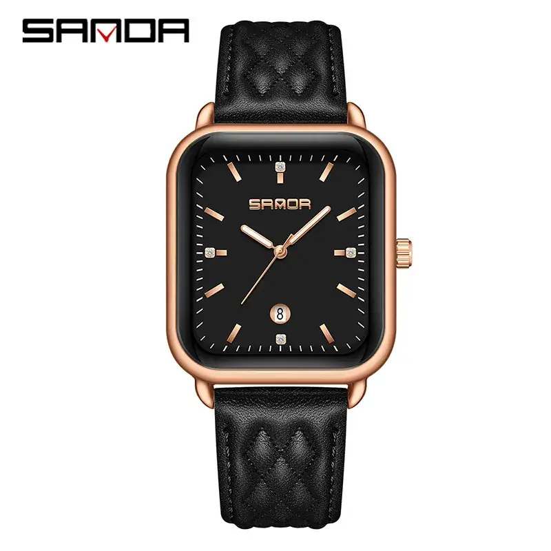 Sanda Black Quartz Men's Watch with Calendar - Image 2