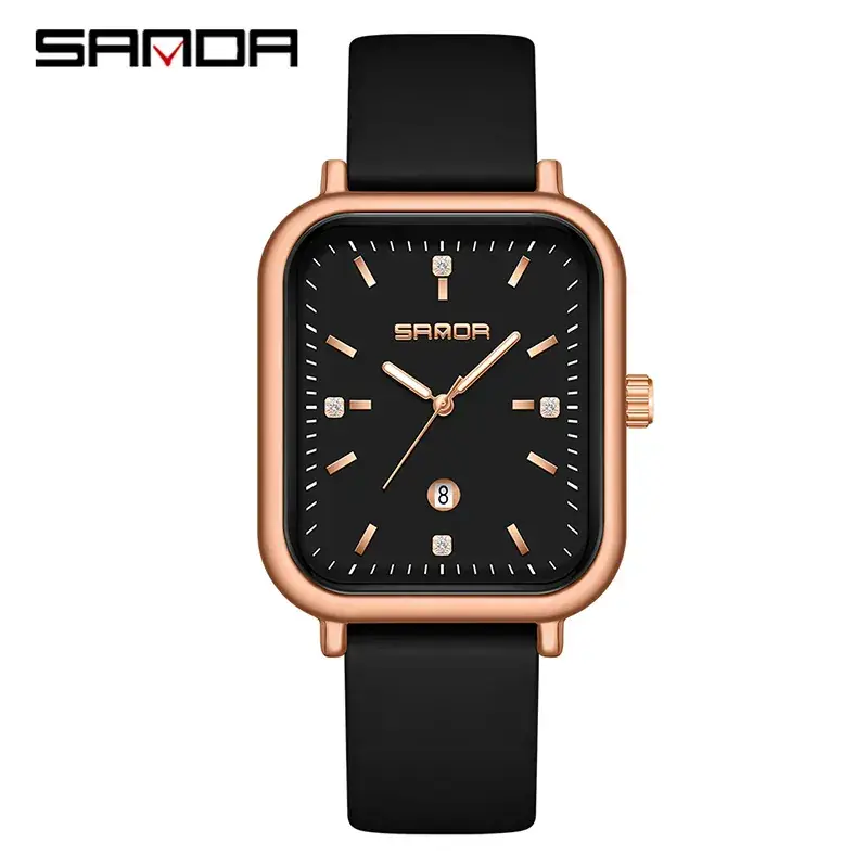 Sanda Black Quartz Men's Watch with Calendar - Image 9
