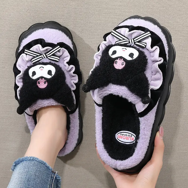Kuromi Cotton Slippers for Women, Autumn and Winter 2025 New Model, Ip Collaboration, Cute Plush, Extra Warm Maternity Slippers for Women - Image 7