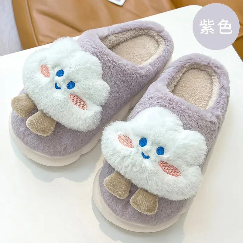 Sanrio plush cotton slippers women's winter warm indoor cotton slippers men's non-slip thick bottom shit feeling cotton slippers wholesale - Image 6