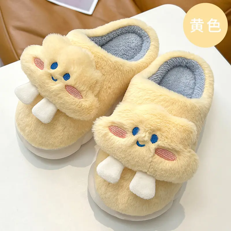 Sanrio plush cotton slippers women's winter warm indoor cotton slippers men's non-slip thick bottom shit feeling cotton slippers wholesale - Image 7