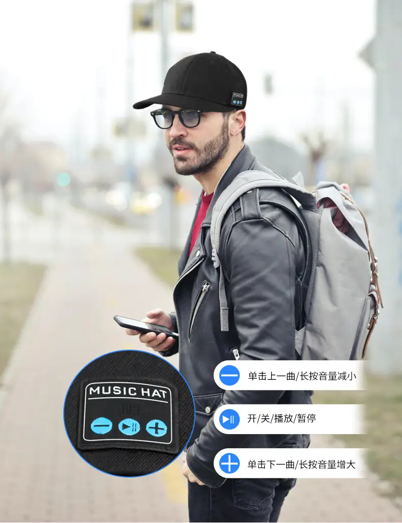 Bluetooth Headset with Peaked Cap for Christmas Gift — feature 1