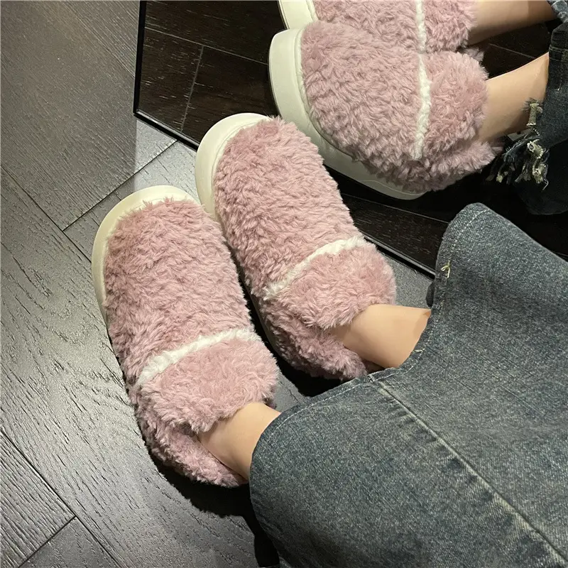 Plush Shoes with Full Heel and Cotton Sole, Indoor and Outdoor Wear, Household Women's Slippers, Wholesale Cotton Slippers, Home Leisure - Image 6