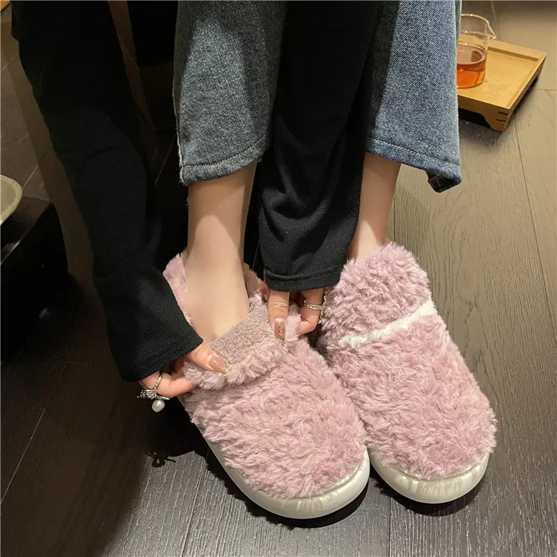 Plush Shoes with Full Heel and Cotton Sole, Indoor and Outdoor Wear, Household Women's Slippers, Wholesale Cotton Slippers, Home Leisure - Image 8