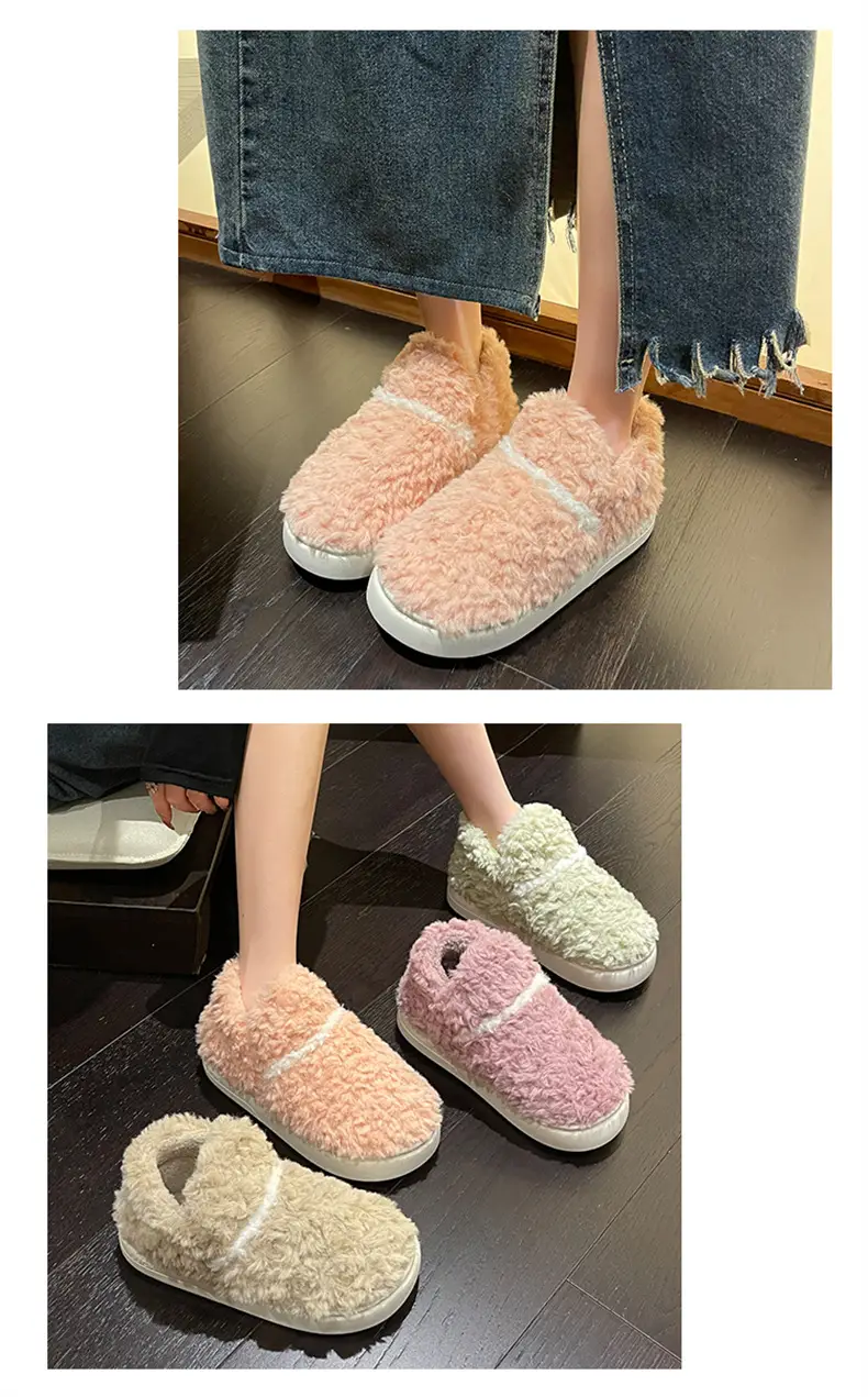 Plush Shoes with Full Heel and Cotton Sole, Indoor and Outdoor Wear, Household Women's Slippers, Wholesale Cotton Slippers, Home Leisure — feature 18
